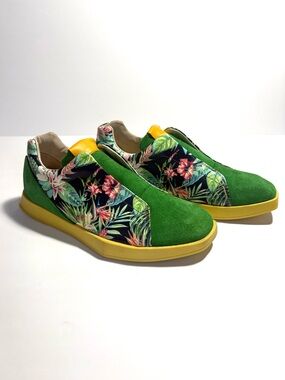 Girotti, Handcrafted, Custom made, Suede and leather loafers, Square Sole, Sz 37